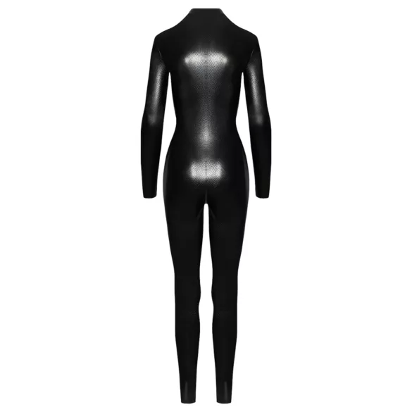 Noir - Schlangenhaut-Look, langer Overall (schwarz) - XL