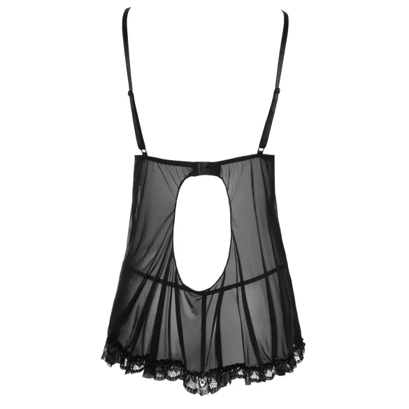 Cottelli - Luftiges, gerüschtes Babydoll (schwarz)