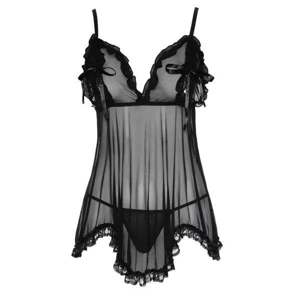 Cottelli - Luftiges, gerüschtes Babydoll (schwarz) - M