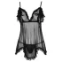 Cottelli - Luftiges, gerüschtes Babydoll (schwarz) - XL