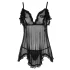 Cottelli - Luftiges, gerüschtes Babydoll (schwarz) - XXL