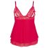 Cottelli Plus Size - Spitzen-Babydoll, rot, verführerisch luftig - 3XL