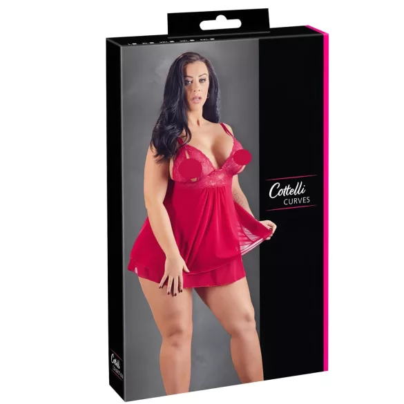 Cottelli Plus Size - Spitzen Babydoll (Rot) - 4XL