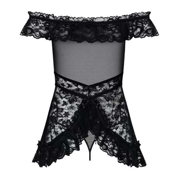 Obsessive Flores - Rüschchen Babydoll und String (schwarz) - L/XL