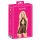 Küssbarer Babydoll mit Halsband – schwarz, Spitze - L/XL