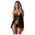 Obsessive Blomentis - Spitzen-Babydoll-Set (schwarz)