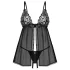 Obsessive Blomentis - Spitzen-Babydoll-Set (schwarz)