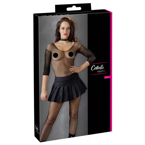 Cottelli - Gefalteter Minirock (schwarz) - XL