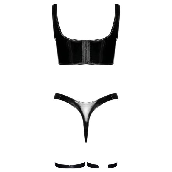 Black Level - Lack-Kleid Set (schwarz)