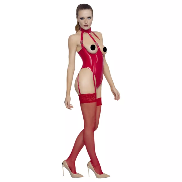 Black Level - Offener Halsketten-Body (Rot) - M