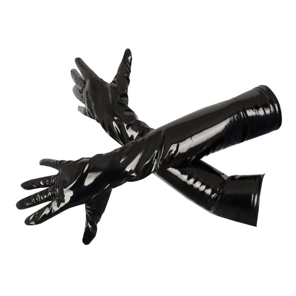 Black Level - Glänzende Lackhandschuhe (schwarz) - M
