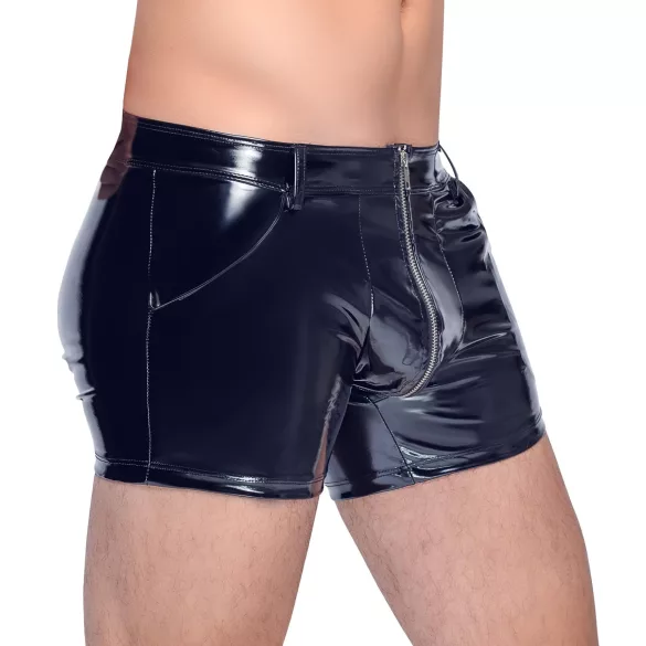 Black Level - Herrenlackshorts mit Seitentaschen (schwarz) - L