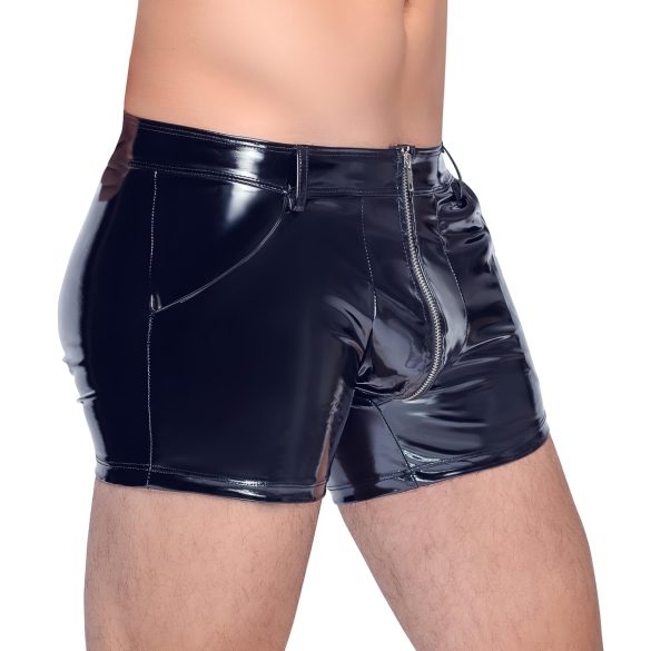 Black Level - Herrenlackshorts mit Seitentaschen (schwarz) - XL