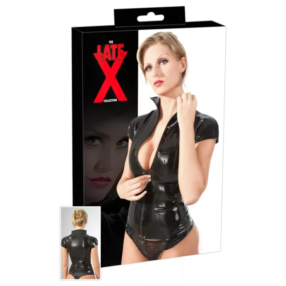 Late X Damenoberteil mit Reißverschluss, kurzärmelig (schwarz) - XL