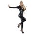 Damen-Latexanzug in Schwarz, langärmlig - 2XL