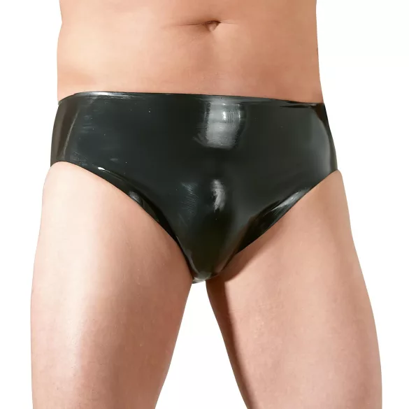 Latex Herren-Slip mit innenliegendem Penis-Analdildo (schwarz) - L
