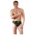 Latex Herren-Slip mit innenliegendem Penis-Analdildo (schwarz) - XL