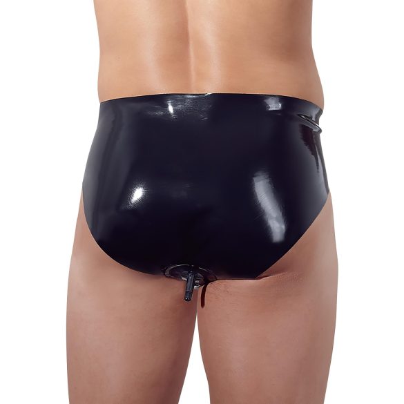 LATEX - Männer Slip mit Innenkegel Anal-Dildo (schwarz) - M