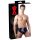 LATEX - Herren String mit konischem Anal-Dildo (schwarz) - L