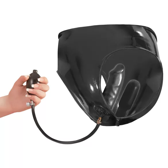 Late X Damen-Slip mit 2 aufpumpbaren Innendildos (schwarz) - M