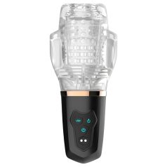   Funny Me Rocket Cup - saug-vibrierender Masturbator (transparent-schwarz)