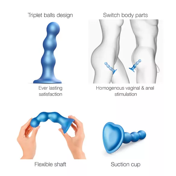 Strap-on-me Balls S - blauer Kugeldildo mit Saugnapf