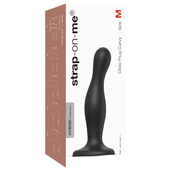 Strap-on-me Curvy M - Wellenförmiger Saugnapf-Dildo (schwarz)