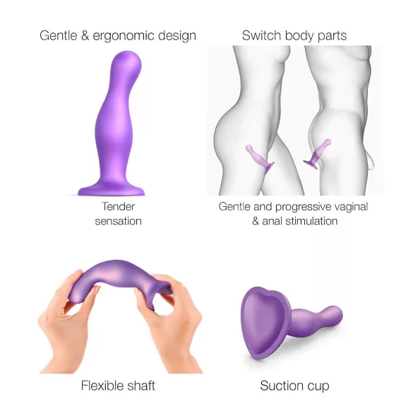 Strap-on-me Curvy S - gewellter Dildo mit Saugnapf (lila)