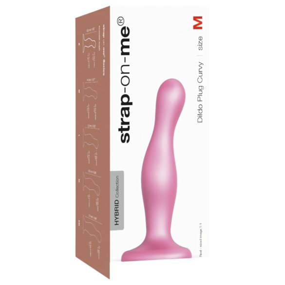 Strap-on-me Curvy M - Wellenförmiger, haftender Dildo (Pink)