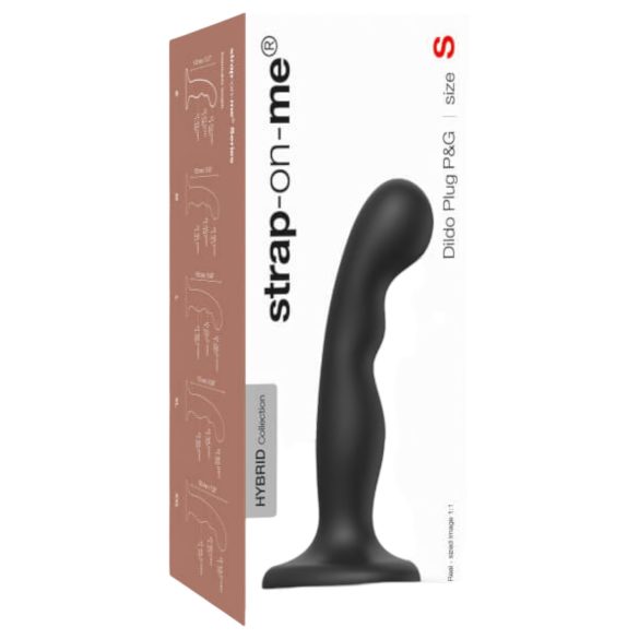 Strap-on-me P&G S - gebogener, haftender Dildo (schwarz)