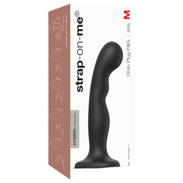 Strap-on-me P&G M - gebogenes, saugnapf-festes Dildo (schwarz)