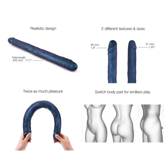 Strap-on-me - Doppel-Dildo (Metallblau)