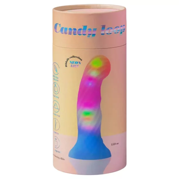 Love to Love Candy Loop - leuchtender LED-Silikon-Dildo (rosa-blau) - 16,9 cm