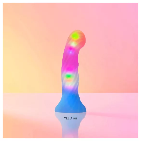 Love to Love Candy Loop - leuchtender LED-Silikon-Dildo (rosa-blau) - 16,9 cm