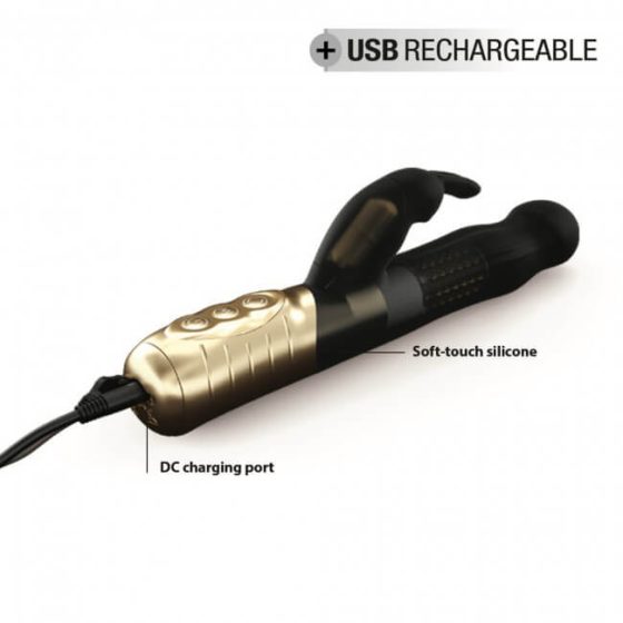 Dorcel Baby Rabbit 2.0 - akkubetriebener Vibrator mit Klitorisarm (schwarz-gold)