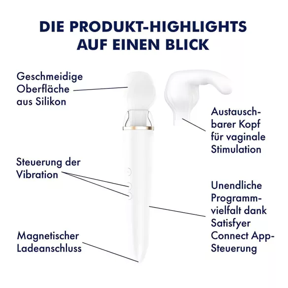 Satisfyer Double Wand-er - App-gesteuerter Massagevibrator (weiß)
