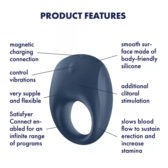 Satisfyer Strong One - App-gesteuerter Vibrationspenisring für Männer (blau)