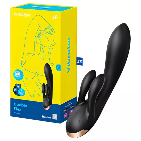 Satisfyer Double Flex - App-gesteuerter Vibrator mit Klitoralarm (schwarz)