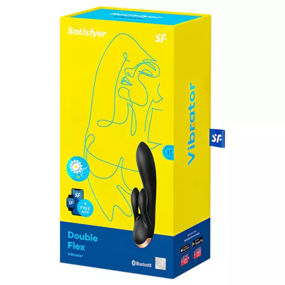 Satisfyer Double Flex - App-gesteuerter Vibrator mit Klitoralarm (schwarz)
