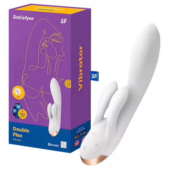 Satisfyer Double Flex - App-gesteuerter Vibrator mit Klitoralarm (weiß)