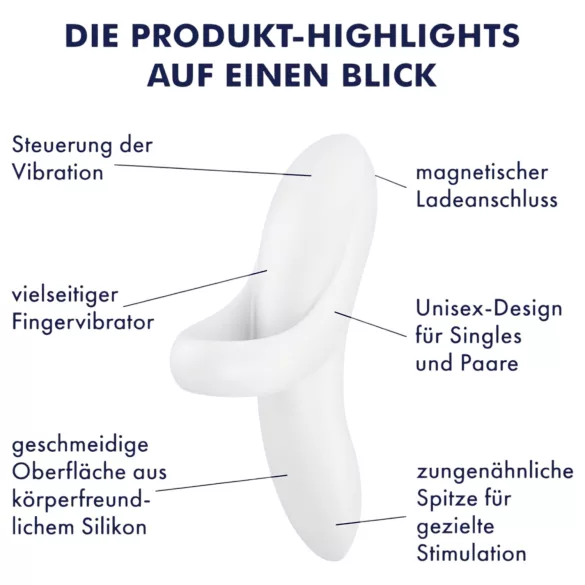 Satisfyer Bold Lover - wasserdichter Akku-Fingervibrator (weiß)