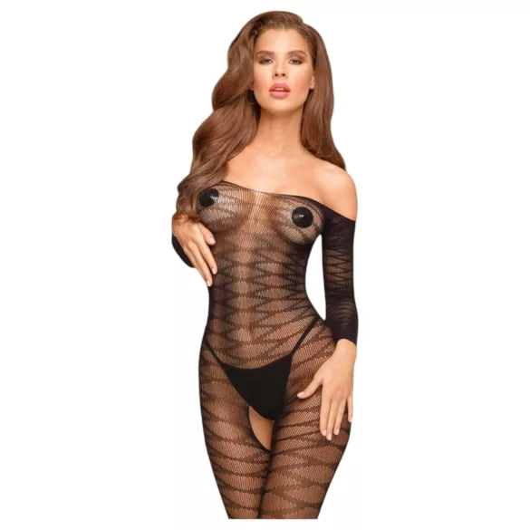 Penthouse Dreamy Diva - Zickzack-Carmen-Overall (schwarz) - XL
