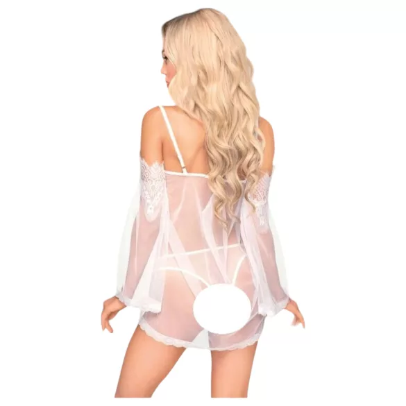 Penthouse Lip Smacker - Spitzen-Set mit schulterfreiem Design (Weiß)