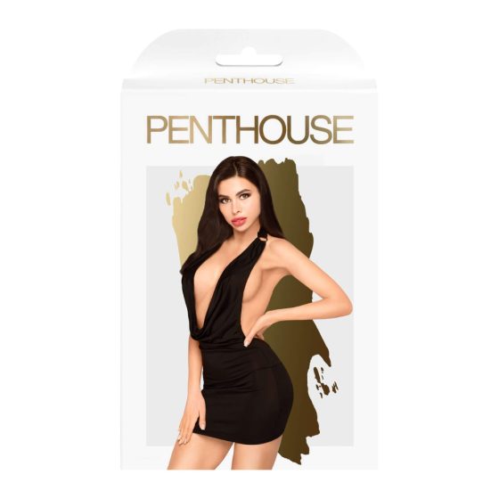 Penthouse Heart Rob - Tief ausgeschnittenes Kleid und Tanga (Schwarz) - M/L
