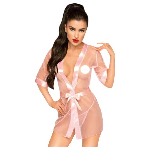 Penthouse Midnight Mirage - Satin Kimono und String (Rosa) - XL