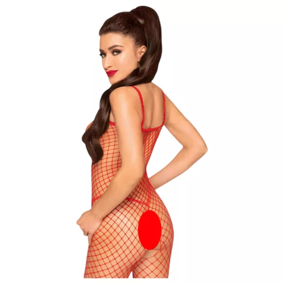 Penthouse Body Search - offener Netz-Overall (Rot) - XL