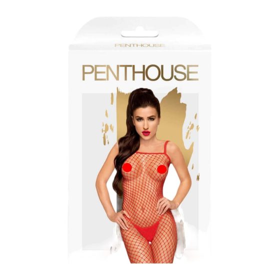 Penthouse Body Search - offener, Netz-Overall (rot) - XL