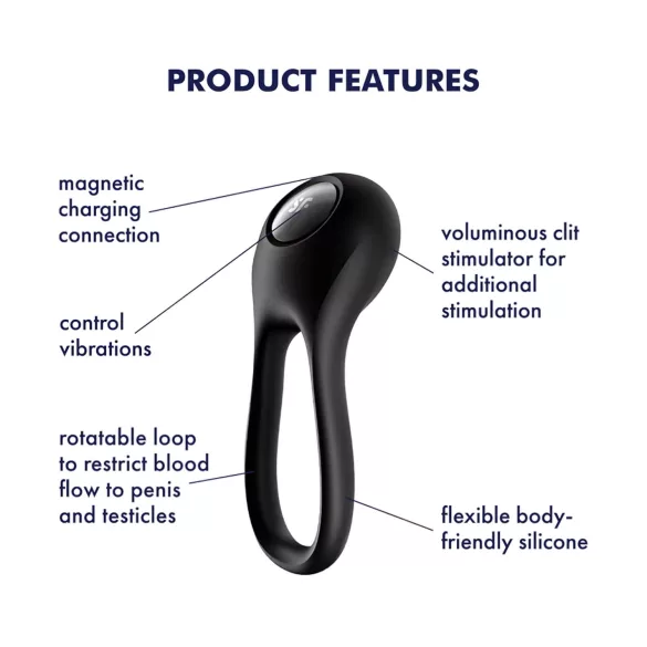Satisfyer Majestic Duo - Akku-Penisring, wasserdicht, schwarz