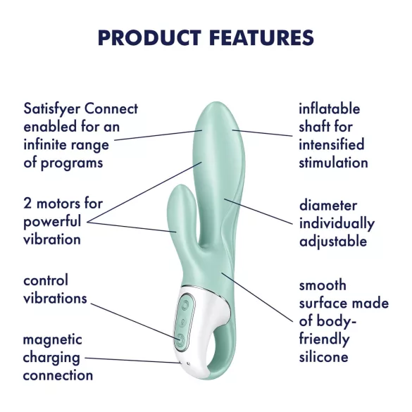 Satisfyer Air Pump Bunny 5 - App-gesteuerter aufpumpbarer Vibrator (Mint)