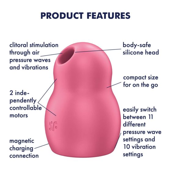Satisfyer Pro To Go 1 - Akkubetriebener, luftwellenbetriebener Klitoris-Stimulator (rot)